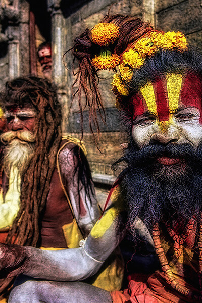 Kathmandu, Nepal. Sadhu fedeli di Shiva nei pressi del Tempio di Pashupatinath (dettaglio). Ph Sergio Pessolano