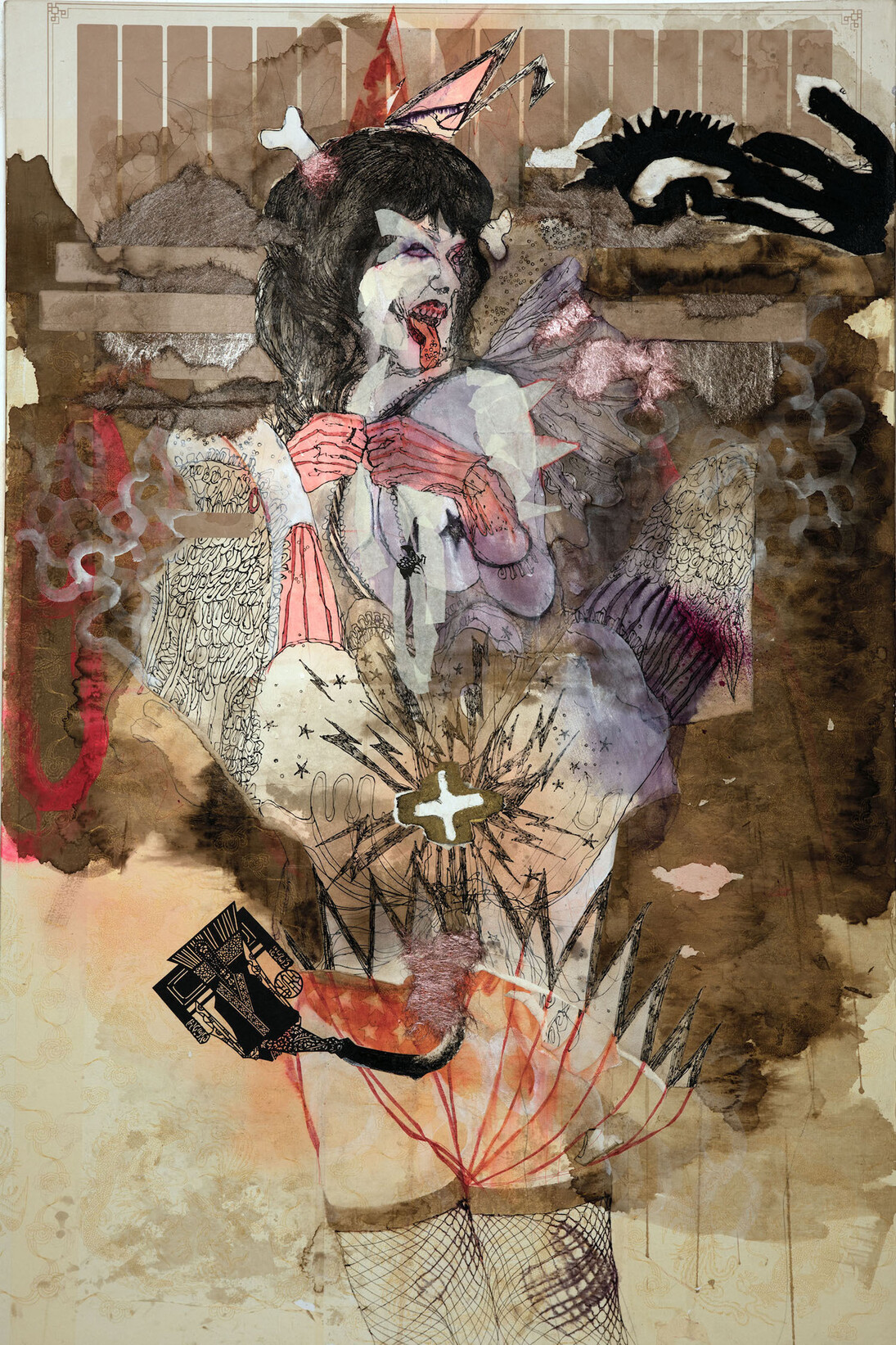 Elena Monzo, Demone, 2016. Tecnica mista su tela, 150 x 100 cm. Courtesy of Gilda Contemporary Art