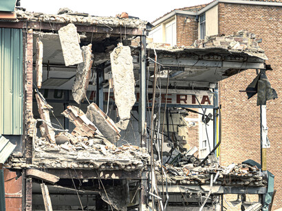 Demolición de un edificio en la ciudad de Buenos Aires, Argentina