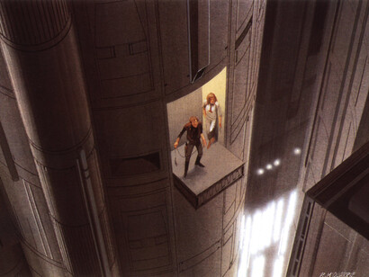 Ralph McQuarrie. Luke Skywalker y la princesa Leia en la Estrella de la Muerte