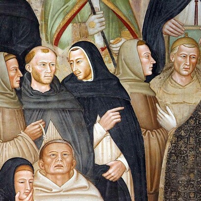 Chiesa trionfante, Via Veritas, Andrea di Bonaiuto, Cappellone degli Spagnoli, Basilica di Santa Maria Novella, Firenze, Italia