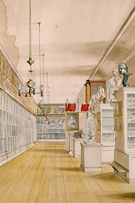 Charles Willson Peale, 1822, El salón largo; interior del salón frontal, Museo de Filadelfia de Peale 