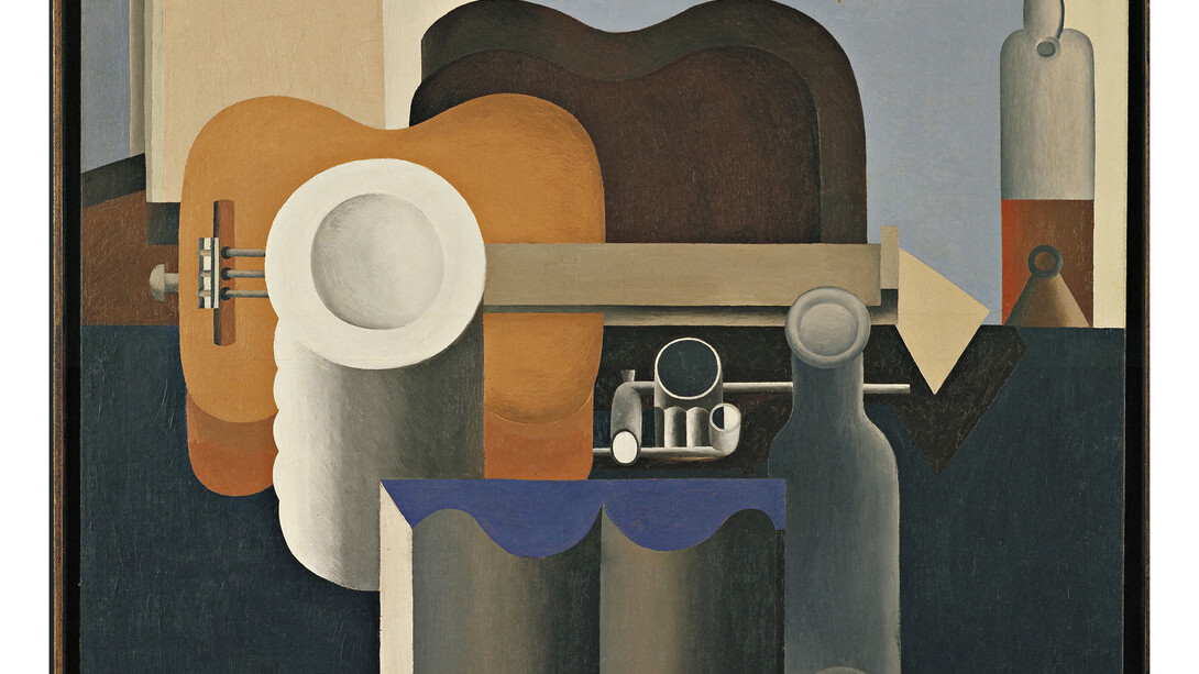 Le Corbusier, Nature morte à la pile d’assiettes et au livre, 1920, Huile sur toile, 80,9 x 99,7 cm © FLC, ADAGP, Paris 2015