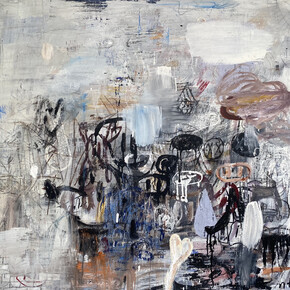 Michael T. Hensley, Breakfast of Champions, 2022, mixed media on panel, 46x42 inches. Courtesy the artist and Sandler Hudson, Atlanta