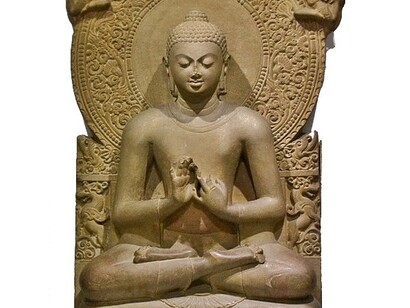 Seated Buddha from Gandhara, Sarnath Museum, Uttar Pradesh, India
