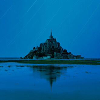 Elger Esser, Mont Saint Michel Grande Mareée nuit (detail), 2023. Courtesy of Rosegallery