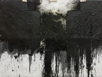 Hermann Nitsch, Untitled, 2010, Oil on canvas and painting on shirt, 200 x 300 cm