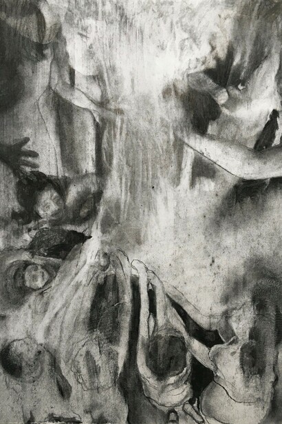 Pinata Party, pencil and charcoal on paper 2020. Courtesy of Liminal Gallery 