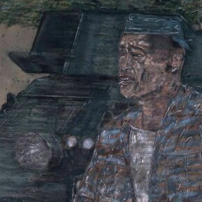 Leon Golub, Mercenaries II (Section I, 1975, acrylic on linen, 259 x 152 cm, Copyright the artist, courtesy the Estate of Leon Golub and Anthony Reynolds Gallery, London