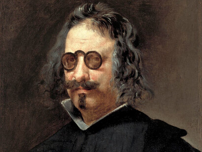 Retrato de Francisco de Quevedo y Villegas, atribuido actualmente a Juan van der Hamen y a Diego Velázquez erróneamente en el pasado. Siglo XVII. Instituto Valencia de Don Juan, Madrid (detalle)