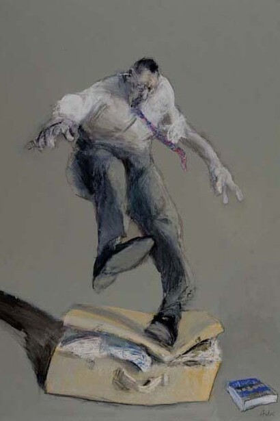 François Anton, Une place pour tortilla flat, 2014, Oil on Canvas, 51" x 38"