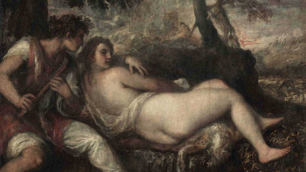 Tiziano, Ninfa e pastore, 1570-1575 circa, Olio su tela, 149,6x187 cm, Vienna, Kunsthistorisches Museum
