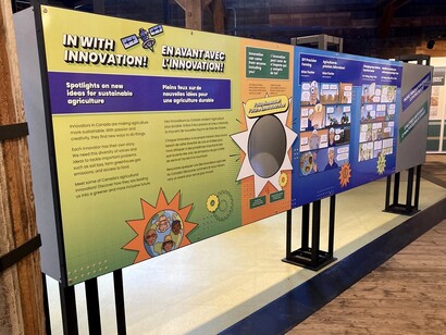 Galerie de l’agriculture durable, vue d’exposition. Avec l’aimable autorisation d’Ingenium. Musée de l’agriculture et de l’alimentation du Canada