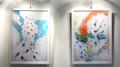 Installation of the works in the gallery