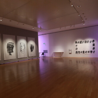 Eugenio Dittborn, Stories of the face, exhibition view. Courtesy of Museo Nacional de Bellas Artes