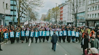 People gathered at a Freedom for Ocalan rally in Germany