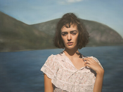 Yigal Ozeri, Untitled; Olya, 2015, oil on paper, 42x60 inches