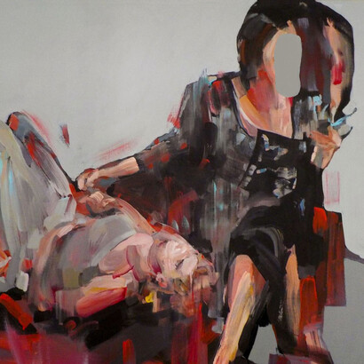 Evita Andújar. “Liquidi 8”. Acrilico su tela, cm 95×105, 2017