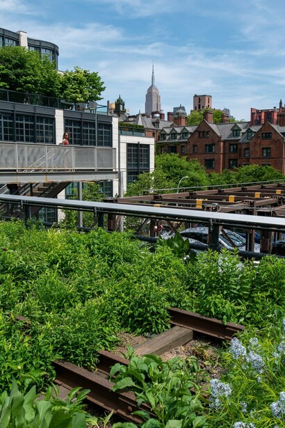 High Line, New York, Stati Uniti d'America. . Questa ex ferrovia elevata è stata trasformata in un parco pubblico lineare, con giardini, sentieri e spazi per l'arte pubblica