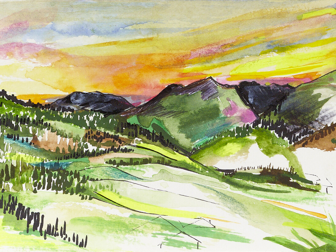 Oltre il Colle, Acquerello su carta 14,8x10,5 cm, Frode 2009