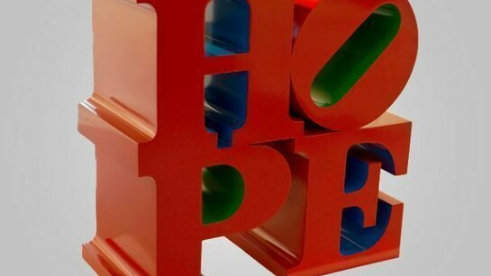 Robert Indiana Hope, red-blue-green alluminio dipinto, 2009, 183 x 183 x 91 cm