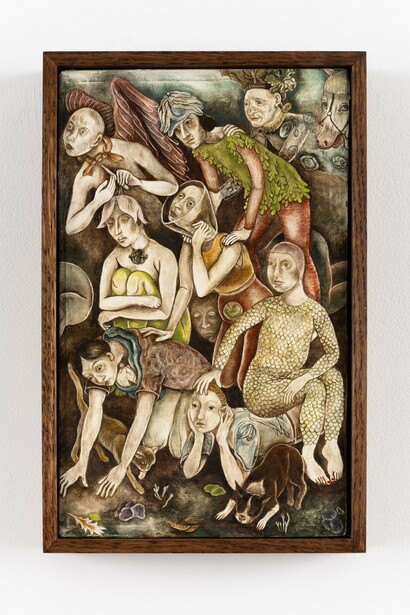 Cheri Smith, The Itch, 2023, oil on book cover. Courtesy of the artist and Fortnight Institute, NY