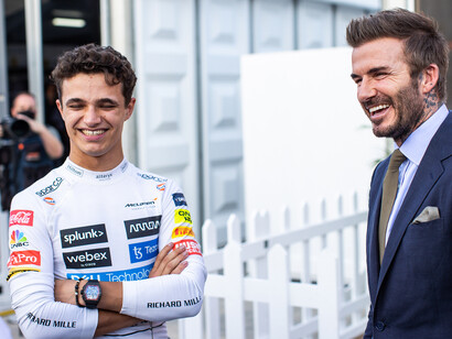 Lando Norris and David Beckham, F1 World Championship, 2021, Round 20, Motorsport, Qatar GP, Losail Circuit, Day 4, Sunday, photo by Kym Illman
