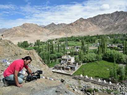 Stanzen Gya, a school dropout, now one of India's best film-makers, in Ladakh, living his dream © Ashish Kothari