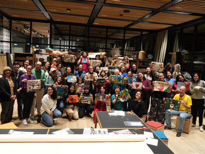 Group photo taken at the workshop “Textile cartography”. Courtesy of Wien Museum. Photo by Marlene Galaz