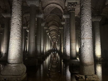 Inside the Basilica Cistern in Istanbul, Turkey