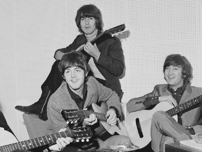 John Lennon, Paul McCartney y George Harrison, integrantes del famoso grupo The Beatles