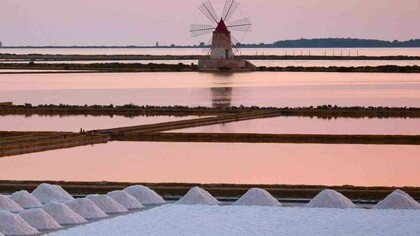 Saline dello Stagnone, the "salt road" between Marsala and Trapani, Italy
