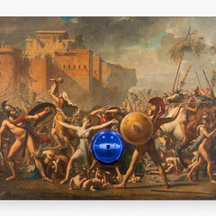 Jeff Koons, Gazing Ball (David Intervention of the Sabine Women), 2016, Oil on canvas, glass and aluminium, 165,1 x 224,2 x 37,5 cm, 65 x 88 1/4 x 14 3/4 inches. Courtesy of Almine Rech Gallery