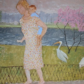 William Graham, Child on Back of Lady with Pelicans