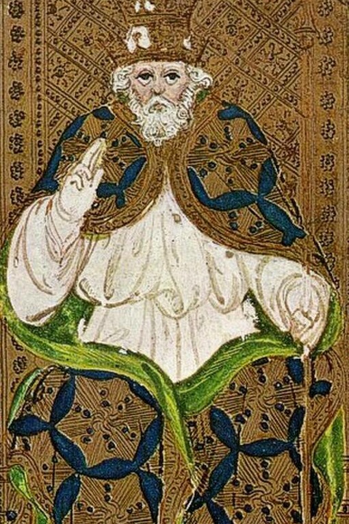 La carta del Papa del mazzo di Tarocchi Visconti-Sforza, risalente al XV secolo