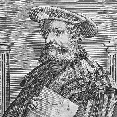 Dibujo de Ptolomeo en un libro del siglo XVI