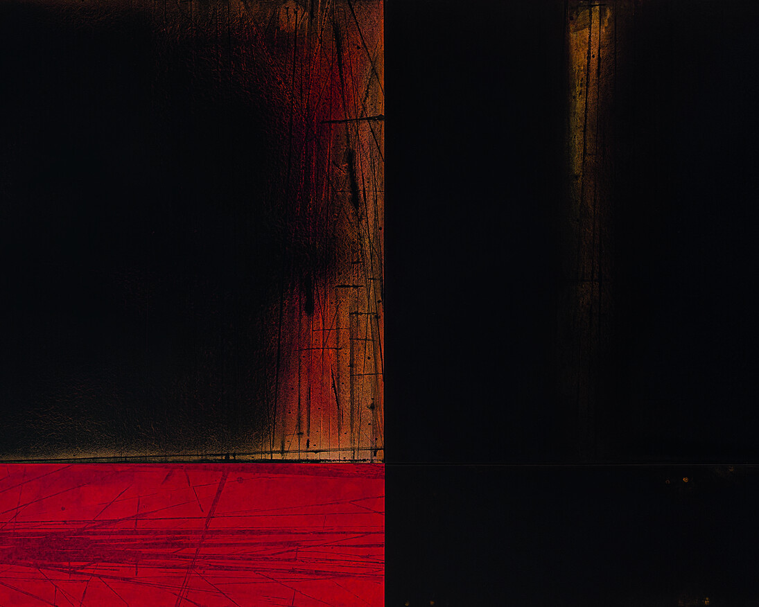 Franco Marrocco, Eco del bosco, 2013-14, tecnica mista su tela, cm. 160x240