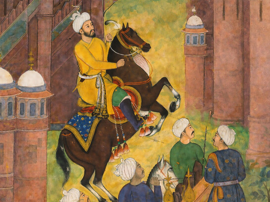 Babur depicted in a miniature illustration from the Bāburnāma, his autobiographical chronicle