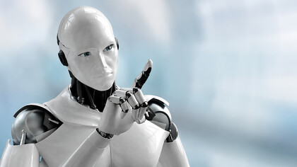 A humanoid robot, symbolizing collaboration between people and artificial intelligence