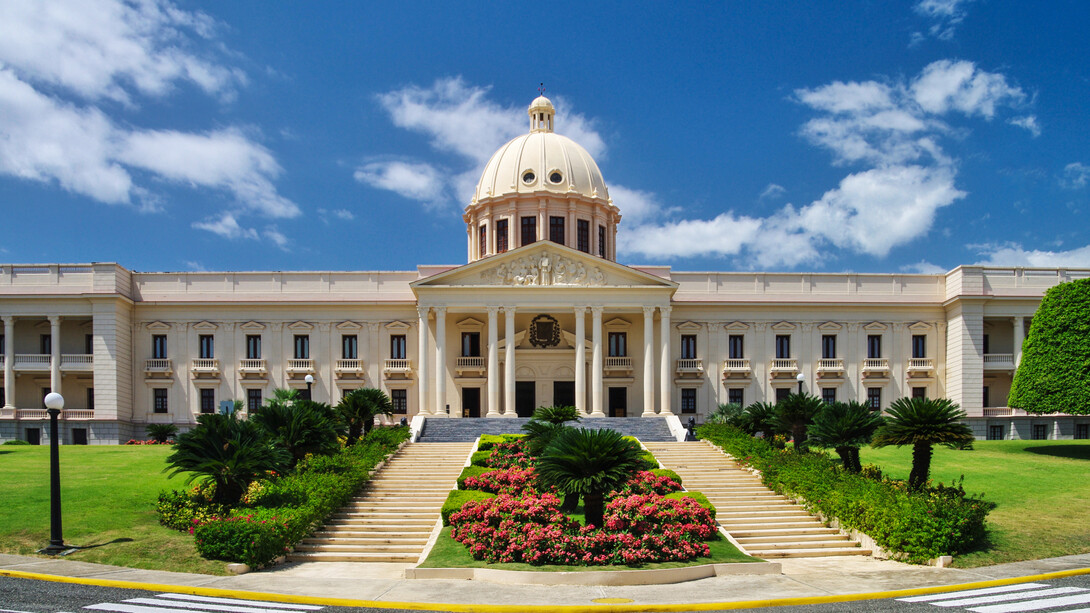 The beautiful Palacio Nacional in Santo Domingo, Dominican Republic, the building that houses the offices of the President and Vice President, stands as a symbol of democratic stability and progress in the Caribbean