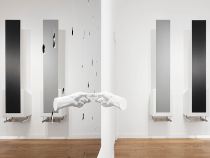 View of Elmgreen & Dragset's exhibition 'New Tenants'
at Perrotin Matignon, 2021. Photo: Tanguy Beurdeley. ©
Elmgreen & Dragset / ADAGP Paris 2021. Courtesy of the
artists & Perrotin.