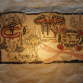 Simone Pellegrini, Grave radiante, tecnica mista su carta da spolvero, 96x175 cm, 2018