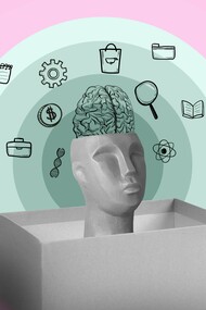 A surreal representation of the human mind navigating the tension between usefulness and uselessness