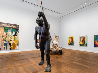 Nicole Eisenman, with, and, of, on sculpture, exhibition view. Courtesy of Hauser & Wirth Gallery