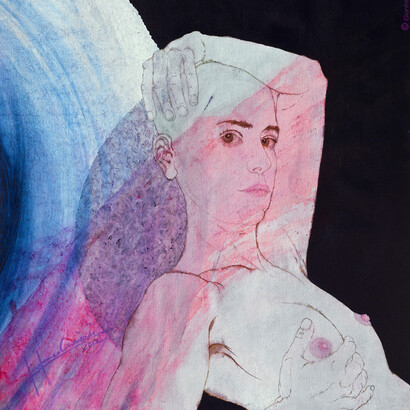 Gianfranco Cresciani, Anina 09, 75 x 85 cm, inchiostri ed acquarelli, acrilici ed olio su tela, 2012