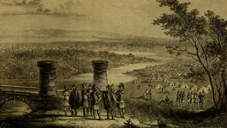 Cesare attaversa il Rubicone. Immagine tratta dal libro "History of Julius Caesar", di Jacob Abbott, 1849