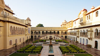 Rambagh Palace hotel Jaipur lobby courtyard, India