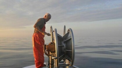 Alexandre D’Isanto, en su barco pesquero
