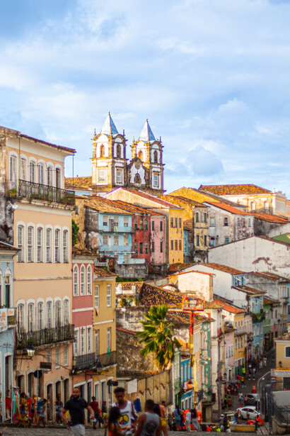 Largo do Pelourinho na cidade de Salvador, Bahia, Brasil