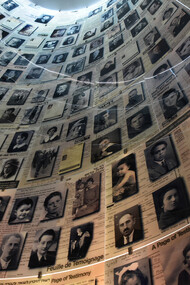 Photos of the victims of the Holocaust at the memorial Yad Vashem, The World Holocaust Remembrance Center in Jerusalem, Israel. Photo by David Shankbone